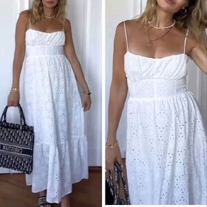 Zara White Eyelet Maxi Dress